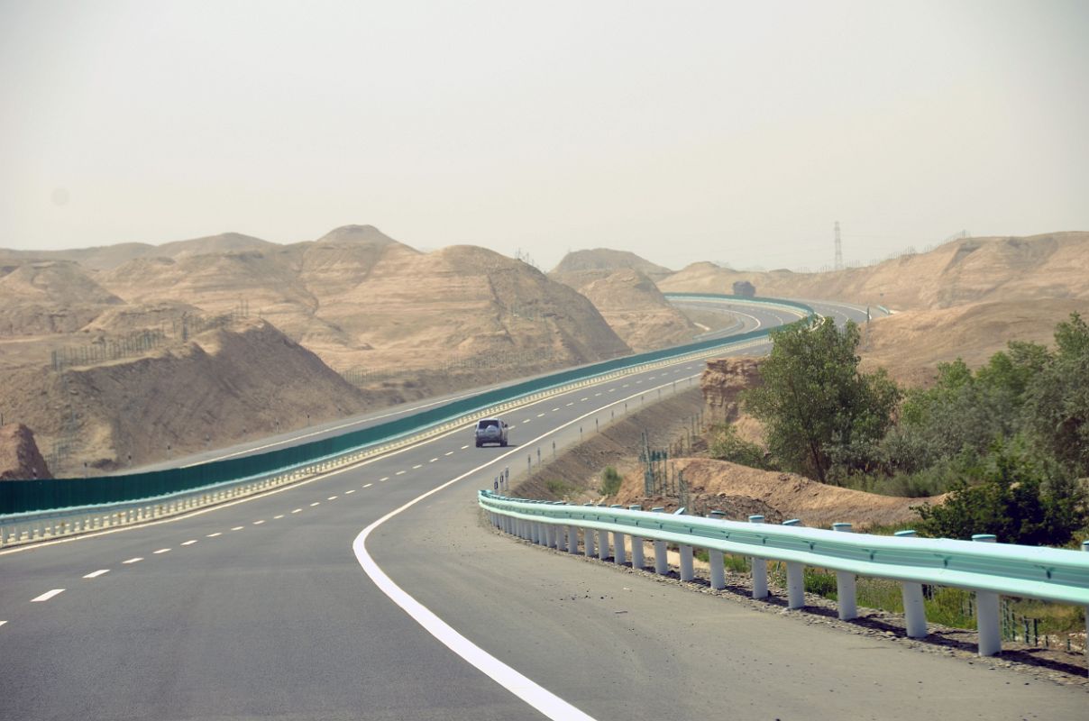 04 Divided Paved Almost Deserted Highway Soon After Leaving Kashgar For Yarkand